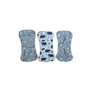 Pondering Pine Organic Baby Burp Cloths 3 Pk Bear Woodland